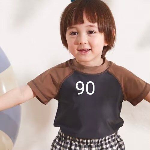 ラッシュガード 水着 半袖 プール 海 レジャー 90 ベビー キッズ 2歳 ブラウン ベビースイミング ペアマノン バースデー