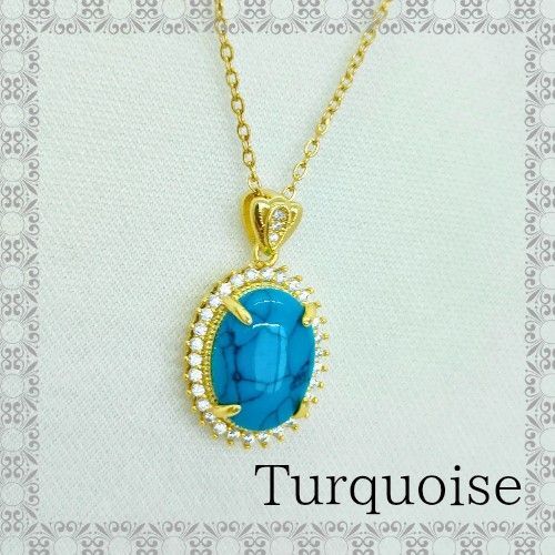 トルコ石 ターコイズ ネックレス ゴールド ブルー 天然石 アクセサリー