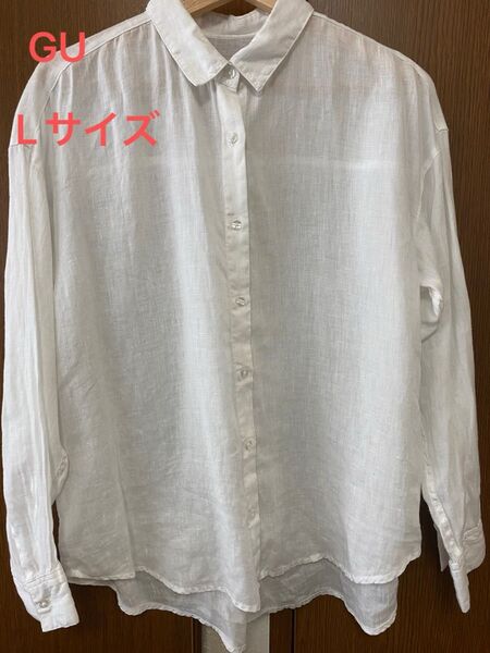 GU ジーユー リネン シャツ 長袖 白 Lサイズ ホワイト 麻