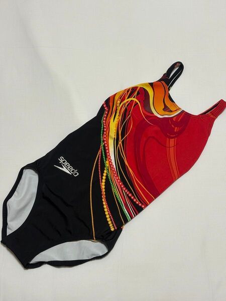 Speedo 競泳水着 アクアブレード Lサイズ うろこ模様 光沢 ハイカット スピード レッド ブラック