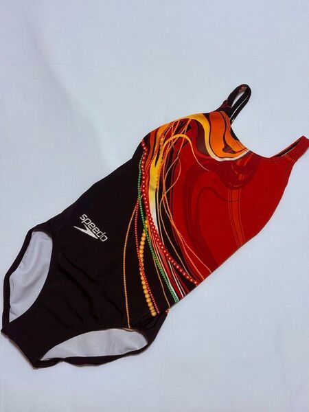 Speedo 競泳水着 アクアブレード Lサイズ うろこ模様 光沢 ハイカット 日本製 スピード レッド ブラック