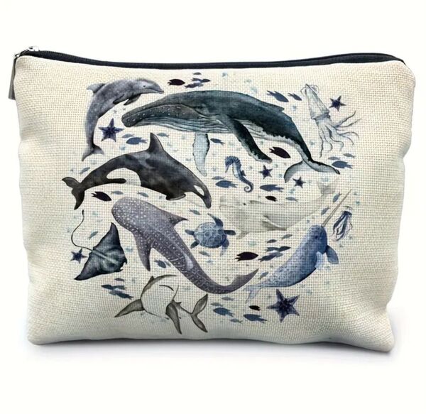 【新品】海の生き物 ポーチ オシャレ クジラ シャチ メイクポーチ イルカ