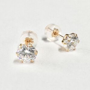 現品限り!K10YG キュービックジルコニアCZ 5mm ピアス ペア