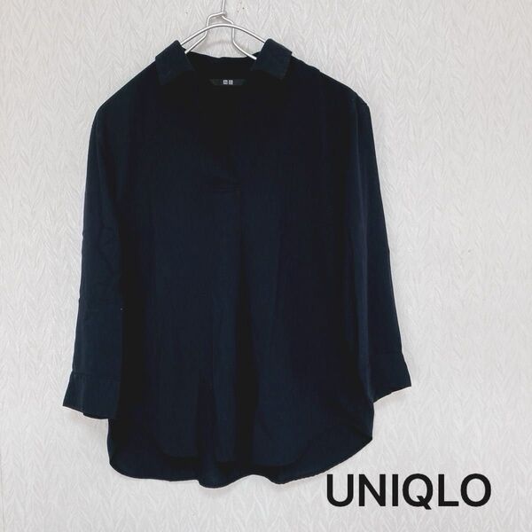 UNIQLOユニクロ レディース 七分袖 濃紺 シャツ ブラウス Sサイズ