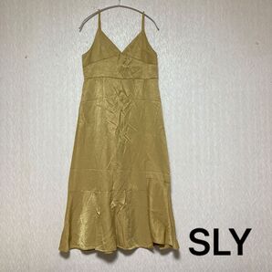 SLY スライ レディース ロング サロペット マスタード 前スリット サイズI