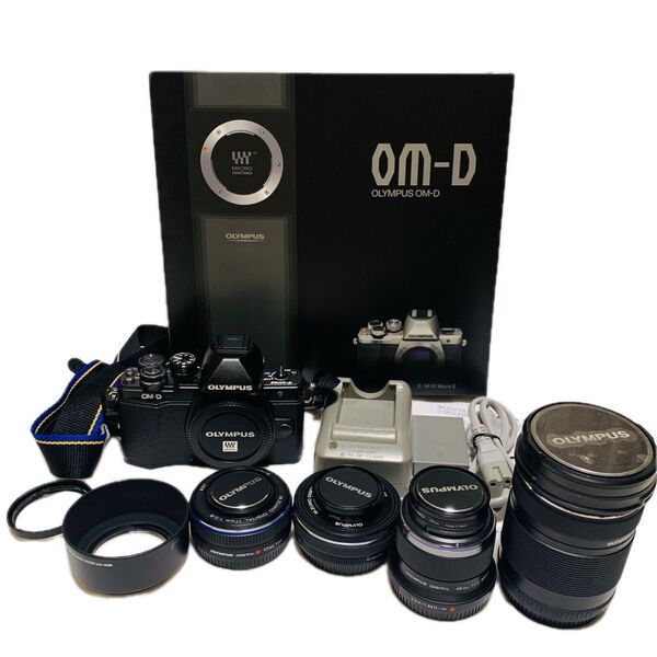 OLYMPUS OM-D E-M10 MarkII オリンパス ミラーレス一眼カメラ 本体 レンズ4本セット カバーフード有