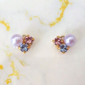 パールビジュー 紫陽花カラー ピアス イヤリング