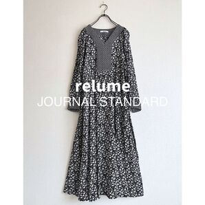 美品ジャーナルスタンダード◆ジャカードフラワープリントゆったりワンピースFREE