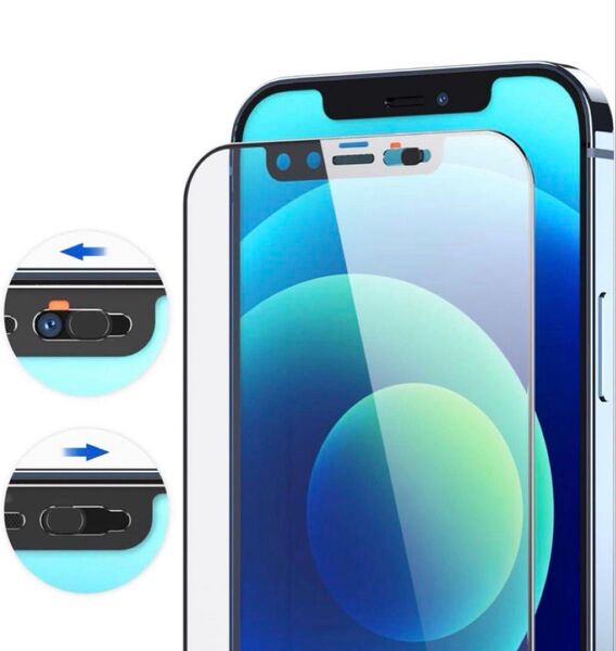 iPhone12 Pro 用 保護ガラスフィルム ウェブカメラカバー付き 6.1インチ 盗撮防止