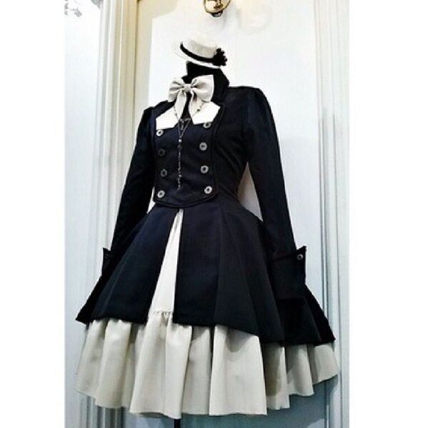 【新品】軍服ワンピース Lサイズ ブラック コスプレ衣装 ロリータドレス ドール