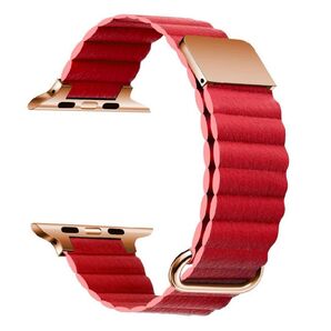 Apple Watch マグネット式 PUレザー バンド レッド 時計バンド