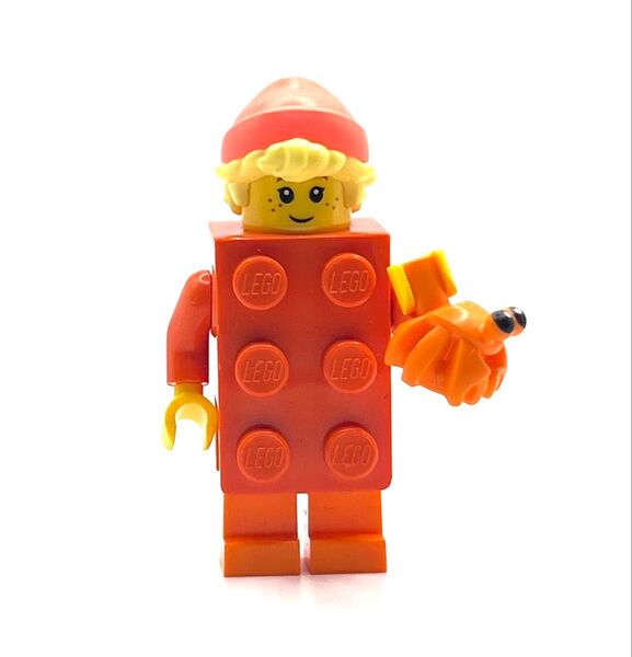 新品 未使用 レゴ ミニフィグ ミニフィギュア ブリックスーツ ブロックスーツ オレンジ 男の子 ヤドカリ 帽子 子供