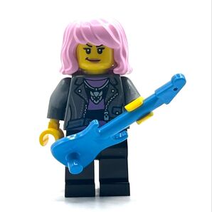 新品 未使用 レゴ ミニフィグ ロッカー ギターガール アーティスト ミュージシャン 女性 ギターリスト ピンクヘアー