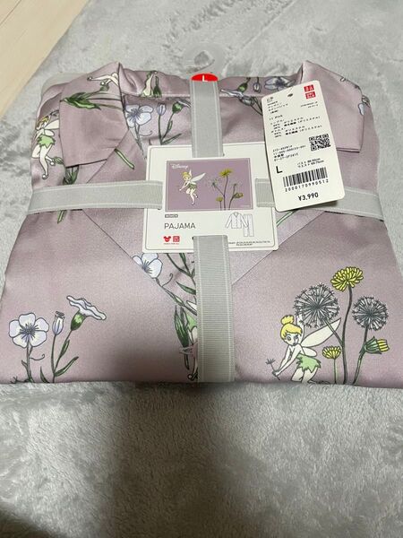 UNIQLO ユニクロ パジャマ 長袖 サテン ディズニー ティンカーベル Lサイズ ピンク