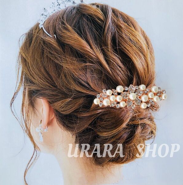 バレッタ パール 高級感 髪飾り 髪留め ヘアピン フラワー お花 ヘアクリップ