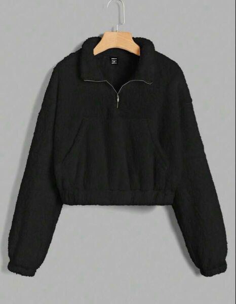 SHEIN ブラック ボア トップス スウェットシャツ シーイン トレーナー