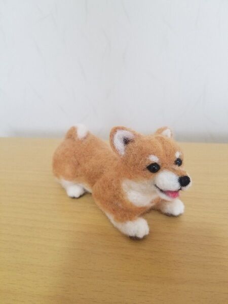 ◇ハンドメイド 羊毛フェルト◇ ぬいぐるみ 【柴犬 伏せのポーズ】手のひらサイズ