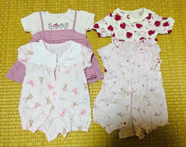半袖 ロンパース 女の子 50-70 まとめ売り 5点セット