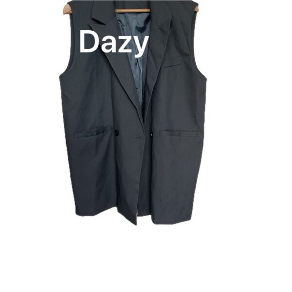 Dazy ノースリーブ ベスト グレー Lサイズ ジレ ダブル