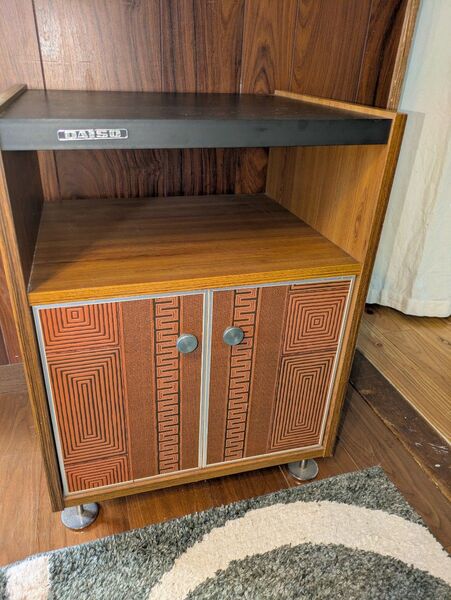 木製サイドテーブル 昭和レトロ レコードラック