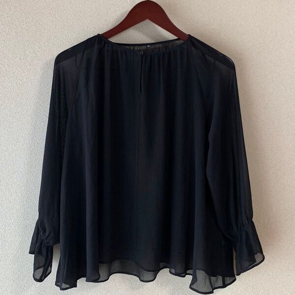 UNIQLO ユニクロ シフォンブラウス 7分袖 ブラック Mサイズ