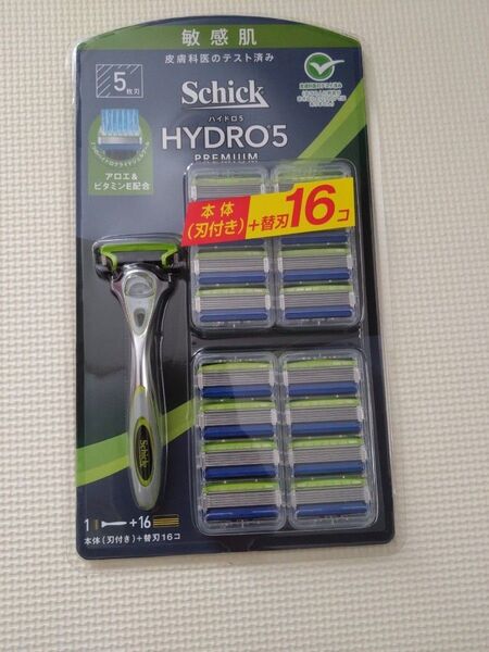 Schick 5枚刃 ハイドロ5 プレミアム 敏感肌用本体(替刃付)+替刃16個