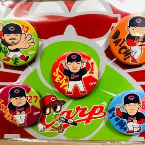 2019年ドッカンカープ缶バッジ(5個セット) 菊池、會澤、鈴木、大瀬良、西川
