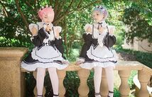 ◆新品◆Re:ゼロから始める異世界生活 風 リゼロ ラム レム コスプレ衣装 セット ウィッグ付き♪サイズS～XXL ピンクウィッグ CC00031_画像5