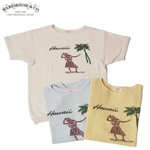 WAREHOUSE CREAM YELLOW/SIZE38 Lot.4078 “SHORT SLEEVE SWEAT HAWAII” ウエアハウス 半袖スウェット ハワイ