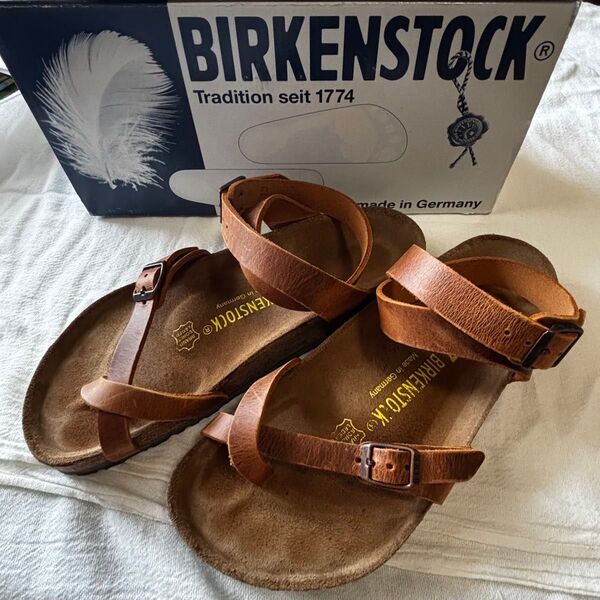 ビルケンシュトック BIRKENSTOCK YARA 24㎝ レザー ストラップアングルサンダル ブラウン 茶 ビルケン