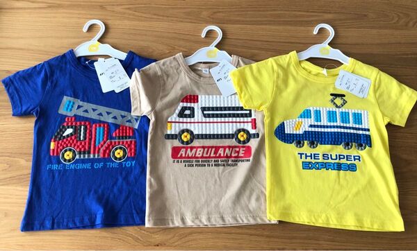 新品 タグつき☆綿100 半袖Tシャツ 働く車 はたらくくるま☆100