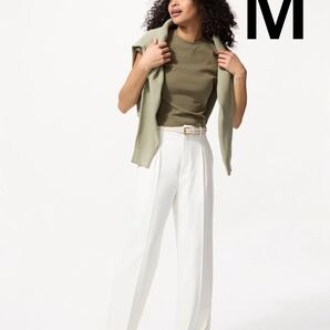 未使用 UNIQLO ユニクロ タックワイドパンツ WHITE Mサイズ