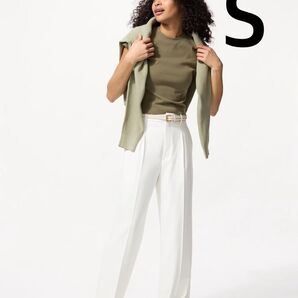 未使用 UNIQLO ユニクロ タックワイドパンツ WHITE Sサイズ