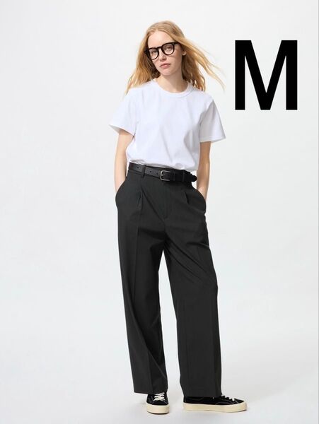 未使用 UNIQLO ユニクロ タックワイドパンツ BLACK Mサイズ