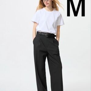 未使用 UNIQLO ユニクロ タックワイドパンツ BLACK Mサイズ