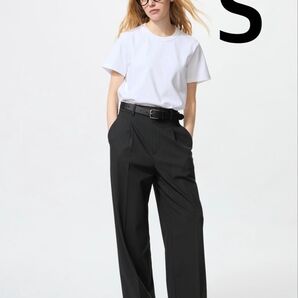 未使用 UNIQLO ユニクロ タックワイドパンツ BLACK Sサイズ