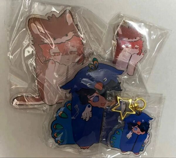 原神 ガイア、ディルック 動物着ぐるみシリーズ アクリルスタンドとキーホルダーの4点セット
