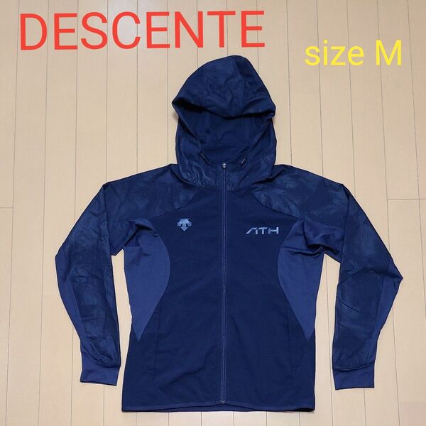 DESCENTE デサント 薄手 フード付 長袖 ジャケット ジップアップ Mサイズ ネイビー 春秋