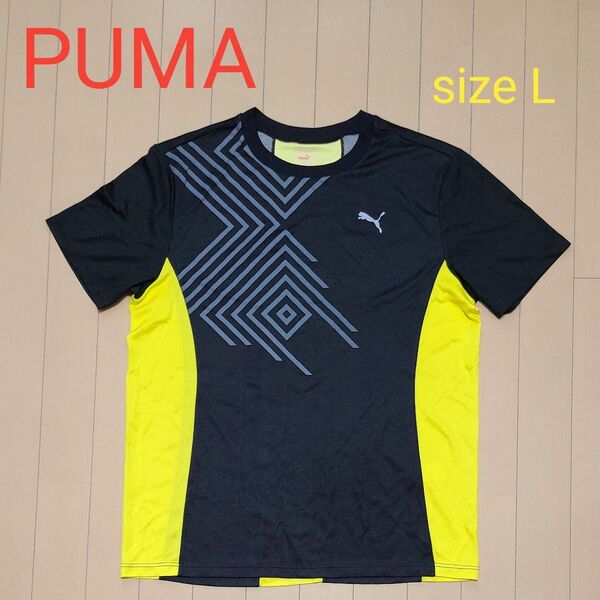 PUMA プーマ 半袖 ランニング Tシャツ トレーニングウェア ウォーキングウェア Lサイズ ブラック×イエロー