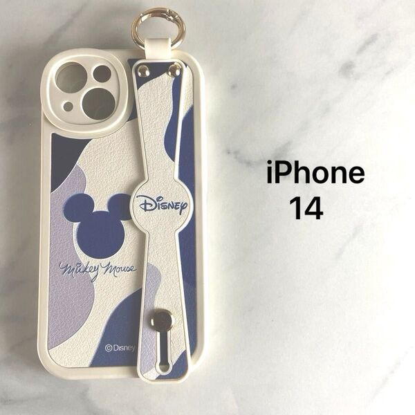 ミッキーマウス iPhone14用 ケース TPU バンパー レンズ保護 耐衝撃 ストラップ付 首かけ シリコンケース