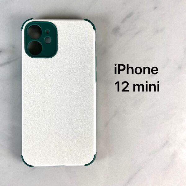 iPhone 12 mini ケース 人気 商品 可愛い cute 軽量 薄型 レンズ保護 ホワイト×グリーン