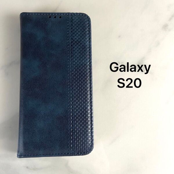 Galaxy S20 ケース 手帳型 シンプル SC-51A / SCG01 高級PU レザー スタンド機能付 マグネット ブルー