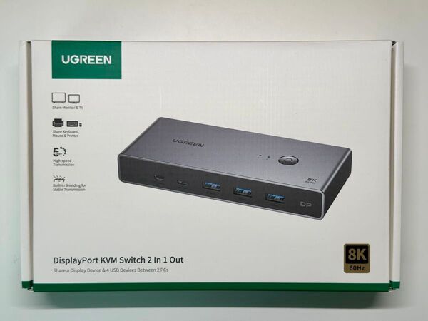 UGREEN 8K@60Hz Displayport KVM切替器