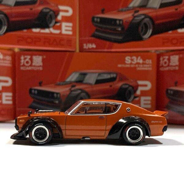 開封品 POPRACE 日産 スカイライン GT-R V8 ドリフトケンメリ オレンジ