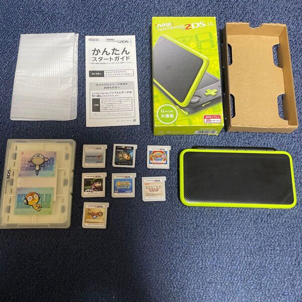 Newニンテンドー2DS LL 箱あり 美品 ソフト付き ポケバンクあり 少し難あり