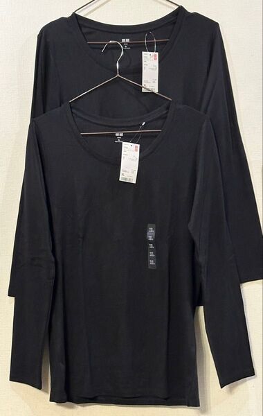 新品タグ付き◆ユニクロ スーピマコットン モダール クルーネックt 長袖tシャツ 2枚セット