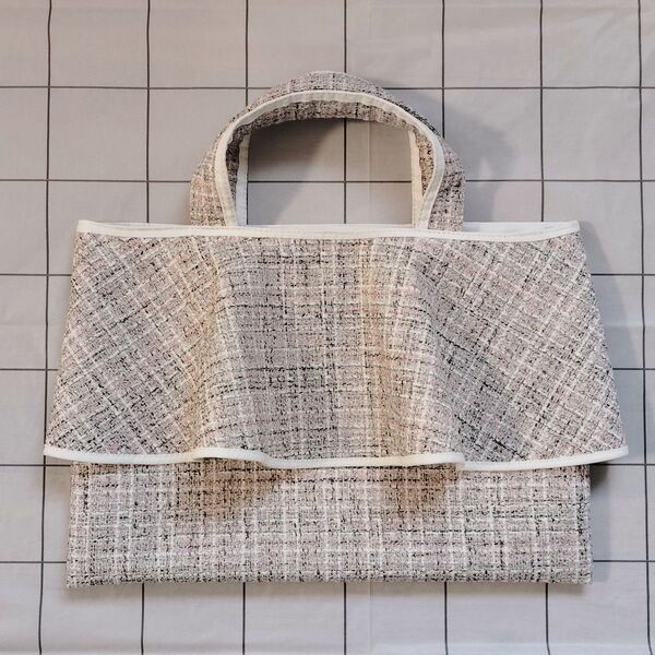 ハンドメイドバッグ ツイードバッグ レッスンバッグ サブバッグ オーダーバッグ フリルバッグ セレモニーバッグ 手さげバッグ