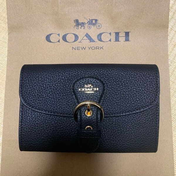 COACH 二つ折り財布 ブラック レザー 未使用