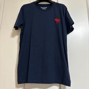 美品★Abercrombie & Fitch Tシャツ ネイビー メンズS 人気の赤BIGマーク