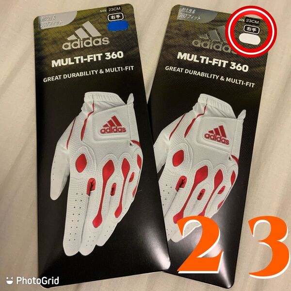 pay★新品送料込◆adidas golf◆マルチフィット360◆グローブ◆レフティ◆23cm◆青黒2枚set